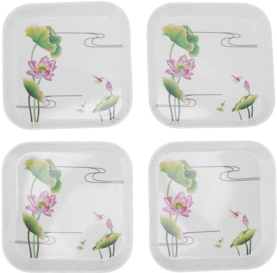 Piatto da snack 4 in 1 - Mini piatto per snack - Boccale per servire snack - Fiori di loto - Contenitore per alimenti piccolo - Ideale per festa e matrimonio