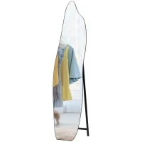 Specchio da Terra a Figura Intera senza Cornice con Forma Irregolare e Supporto 40x4x160 cm Nero e Argento
