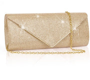 Clutch per donna, Borsa da spalla con catena rimovibile, Portafoglio elegante con chiusura a catena, Borsa da spalla con chiusura a catena per prom, festa (rosé)