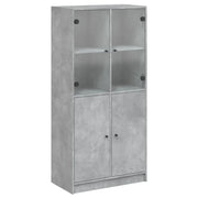 Credenza | Madia | Buffet da pranzo | Armadio da pranzo con Ante Grigio Cemento 68x37x142 cm Legno Multistrato