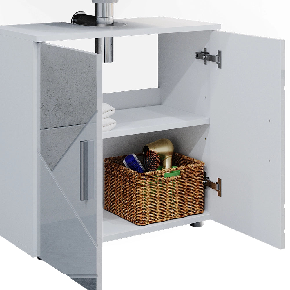 Vicco Set mobili bagno Bianco lucido con inserti 3 parti