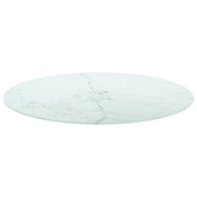 Piano per Tavolo Bianco Ø80x1 cm Vetro Temperato Design Marmo 322250