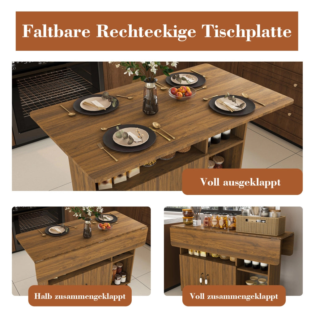 TAVOLO Pieghevole Mobile 3 in 1 110x70x80 cm MDF Color Noce