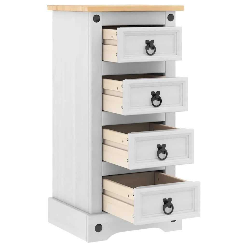 Comodino Corona Bianco 35 x 32,5 x 74 cm Pino massello 42021185