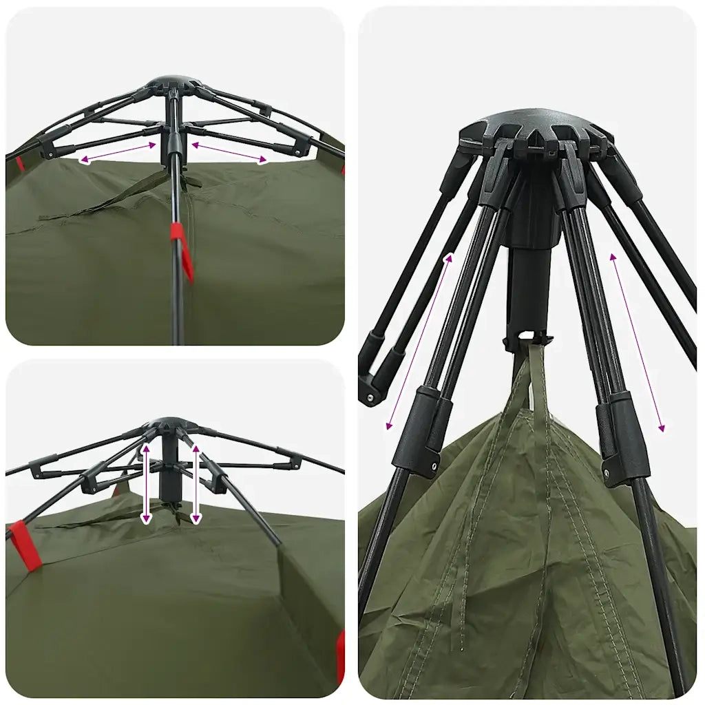 Tenda da Pesca 4 Persone Verde Oliva a Rilascio Rapido