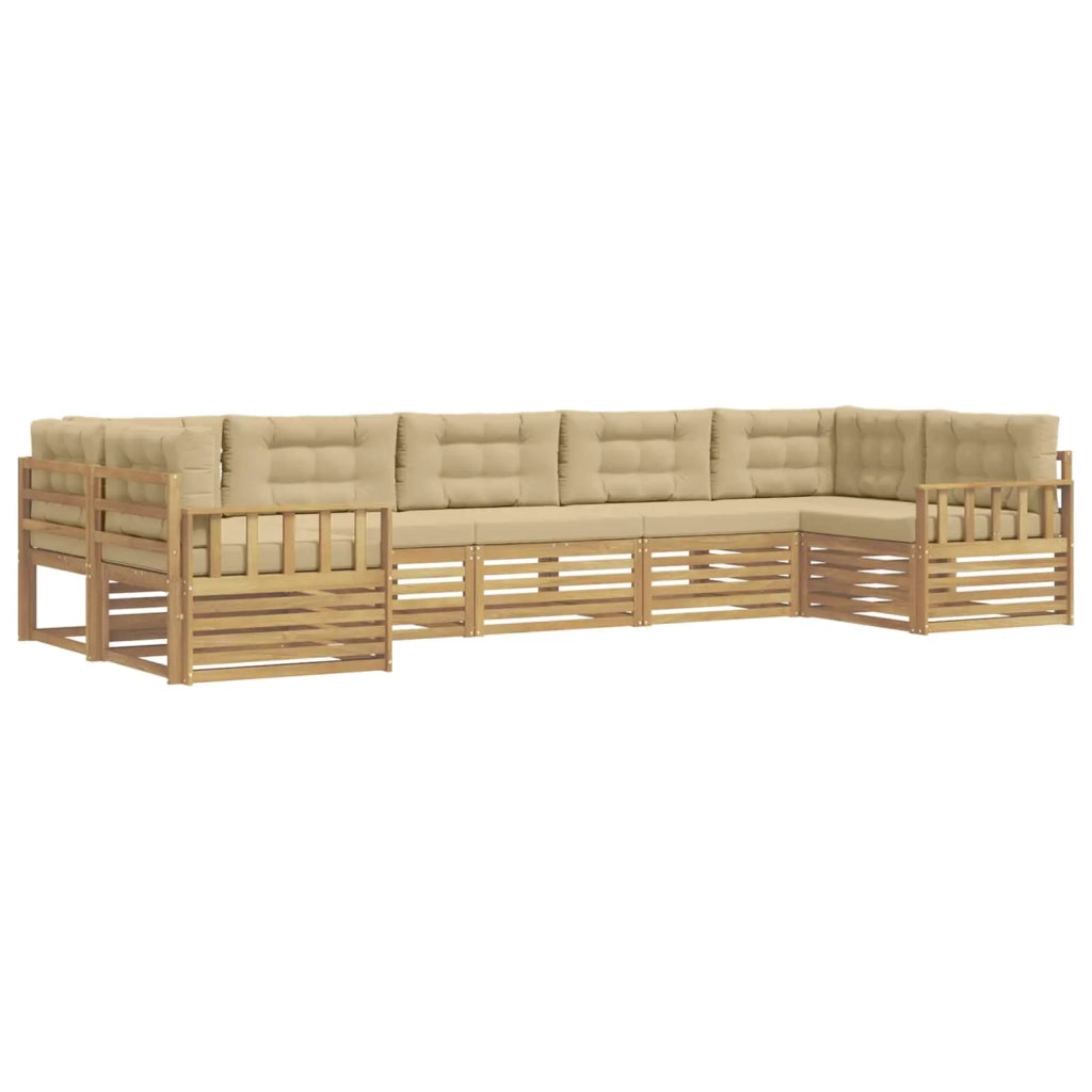 Set di divani da esterno con cuscino 7 pcs Bianco e Beige