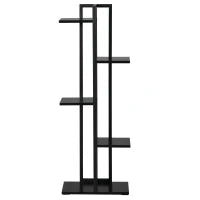 Scaletta Portavasi a 5 Livelli per Interni ed Esterni in MDF e Acciaio, 40x22x113 cm, Nero