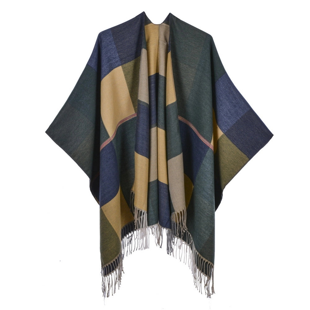 Nuova sciarpa/scialle da donna, in jacquard dal design retr¨° e alla moda, divisa in due, spessa e calda.