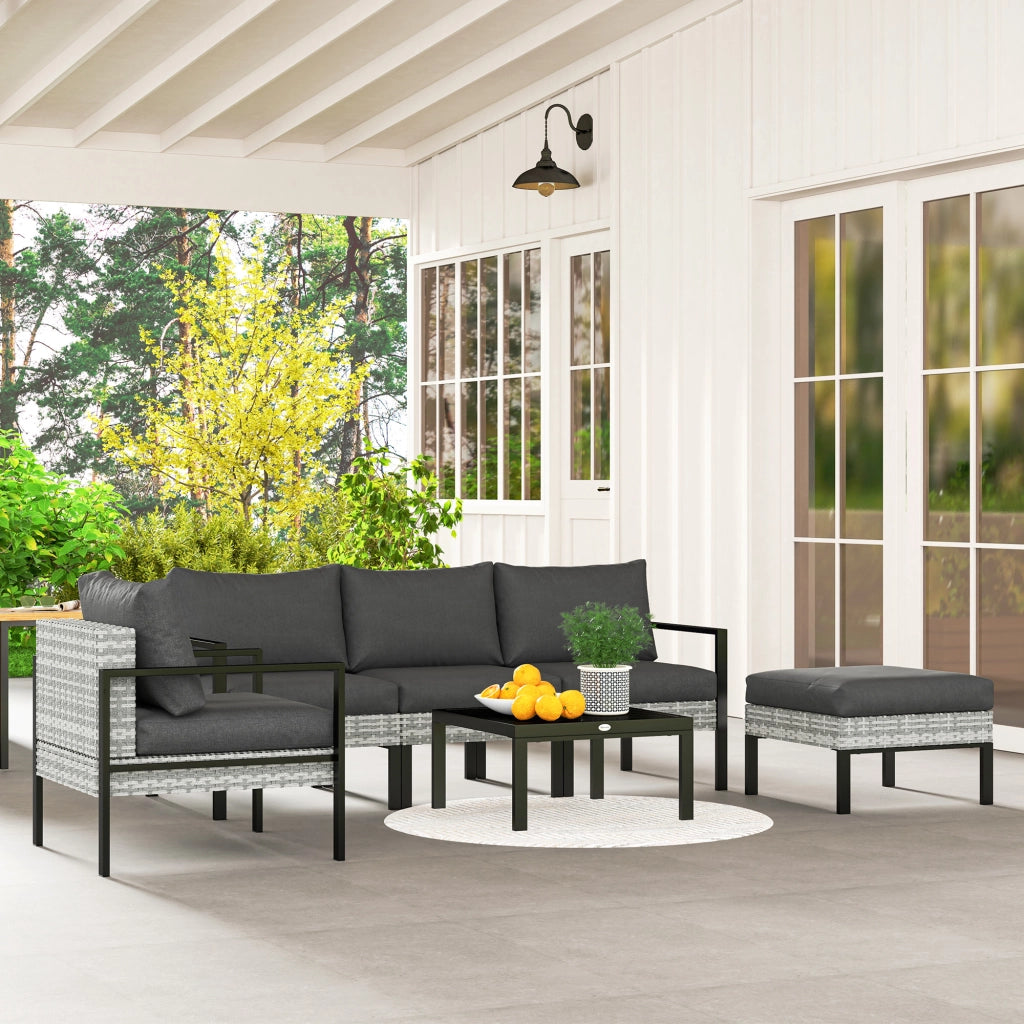 Set da giardino esterno 5 posti ¨C zephmum ¨C polyrattan grigio chiaro