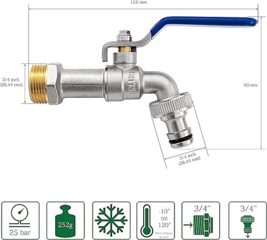 Valvola a sfere / Piastra di irrigazione, accessori in acciaio inossidabile, 3/4'' x 3/4'' (2 pezzi)