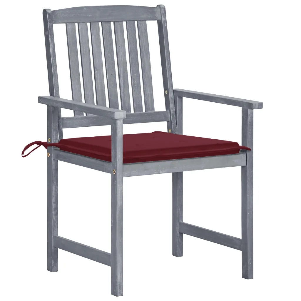 Sedie da Giardino con Cuscini 8 pz in Massello di Acacia Grigie cod mxl 8528