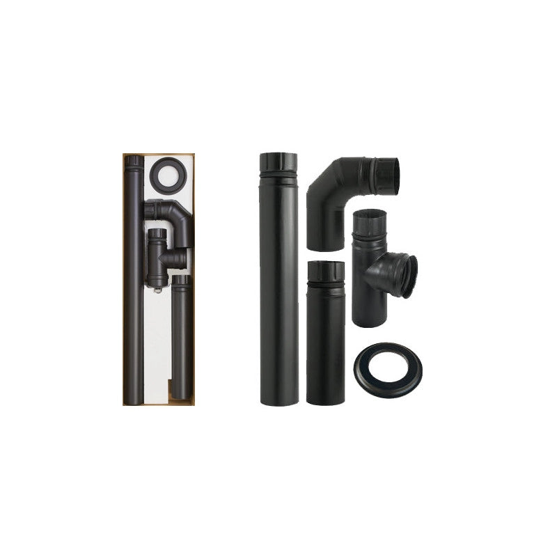 Kit tubi per stufe a pellet Ø8 cm – 5 pezzi smaltati nero opaco – A.L.A.