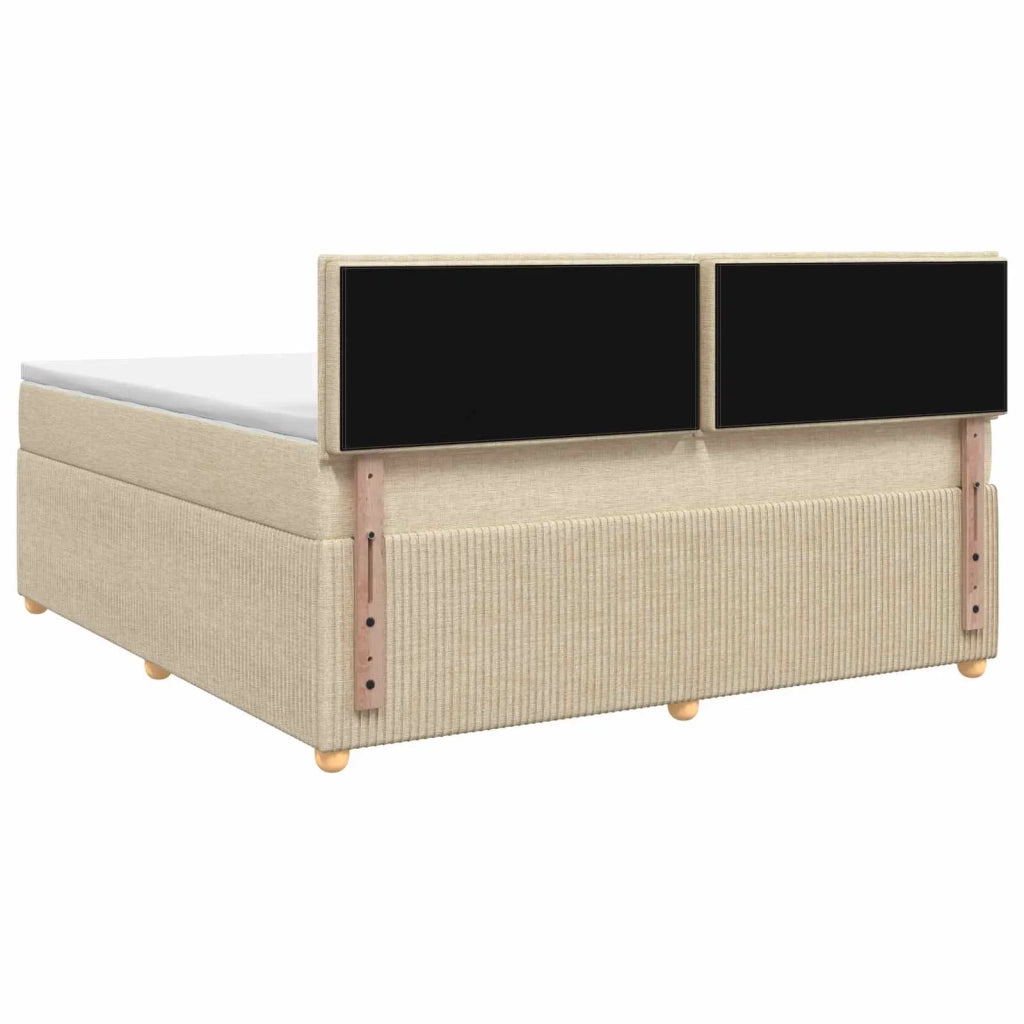 Letto box spring con materasso Crema 160 x 200 cm Tessuto 3451515