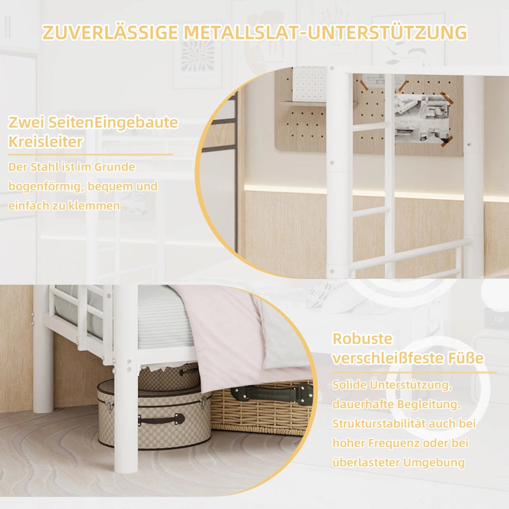 Letto a castello funzionale in ferro bianco 97x196 cm
