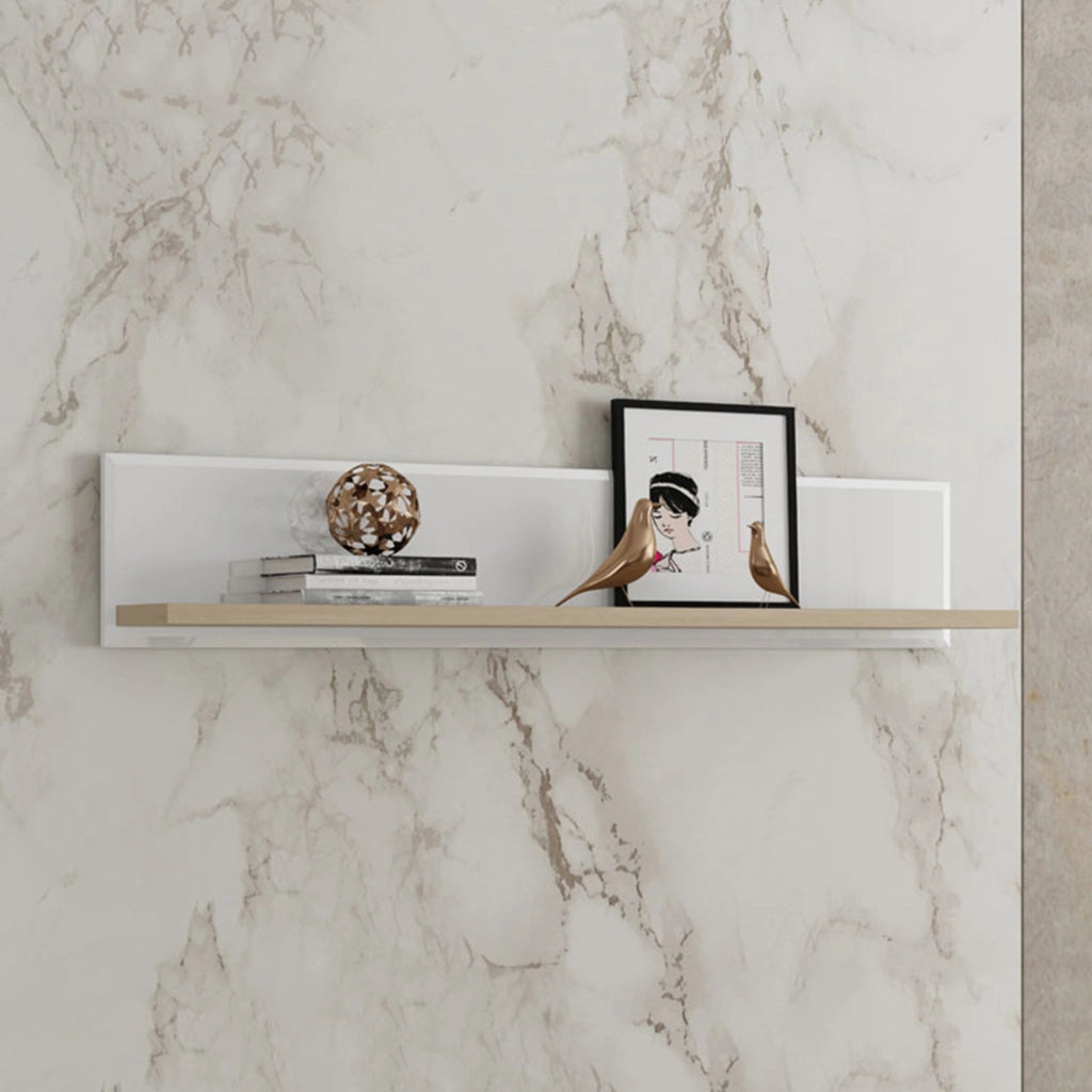 Livo, Mensola un Ripiano, 128x20x24h cm Bianco Lucido