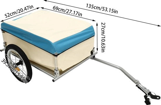 Carrello per bicicletta - Trasportatore per bicicletta - 50KG - Beige Blu - Alluminio