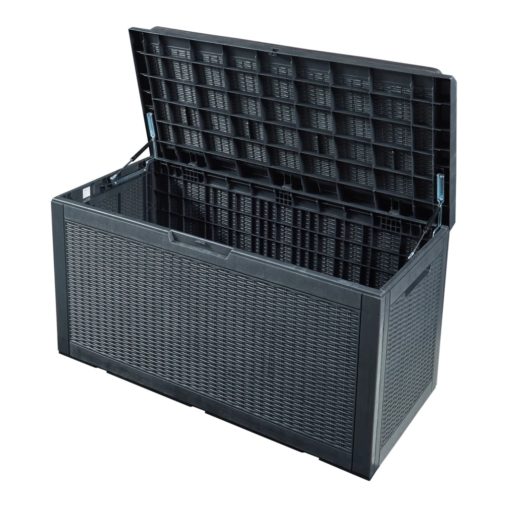 Baule da giardino 122 x 55 x 65 cm effetto rattan nero 03_0009281
