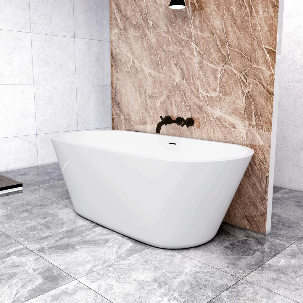 Vasca da Bagno a Isola 170x80x58 cm Vasca da Bagno Freestanding in Acrilico Bianco Ovale