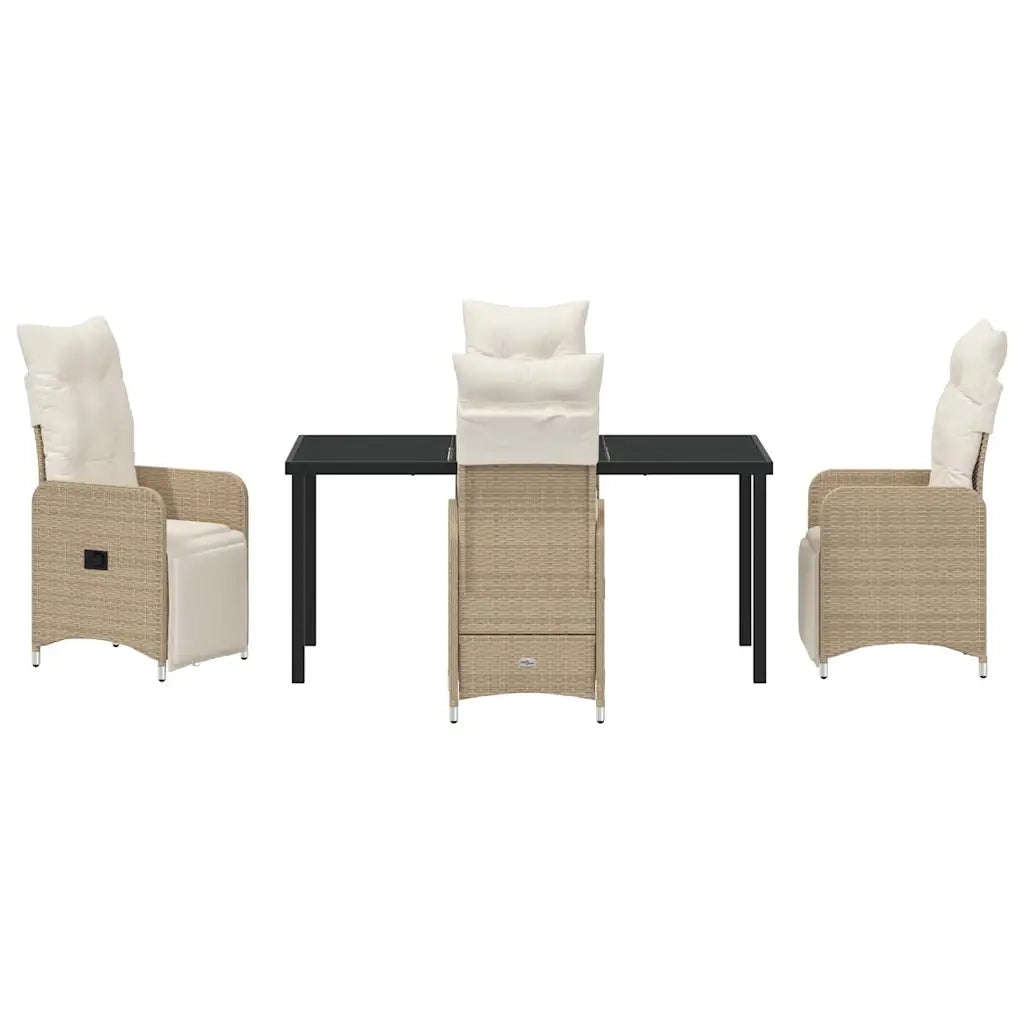 Set da Pranzo per Giardino con cuscino 5 pcs Beige polyrattan 3379684