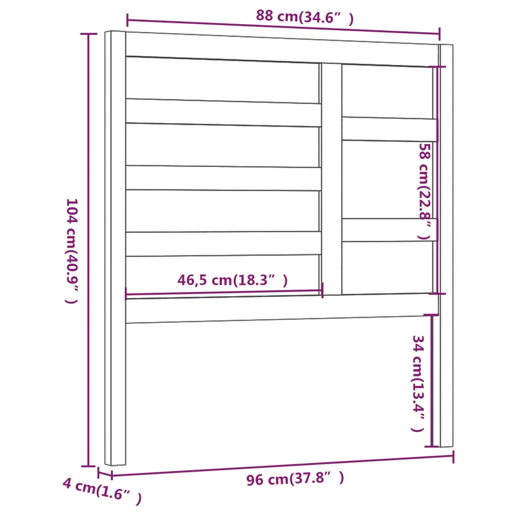 Testiera per Letto Nera 96x4x104 cm in Legno Massello di Pino