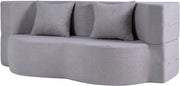 Divano Letto Pieghevole 2 in 1, Divanetto Convertibile Salvaspazio con 2 Cuscini, Tessuto in Peluche Teddy e Spugna ad Alta Densità, Poltrona Letto per Soggiorno, Camera da Letto (Grigio)