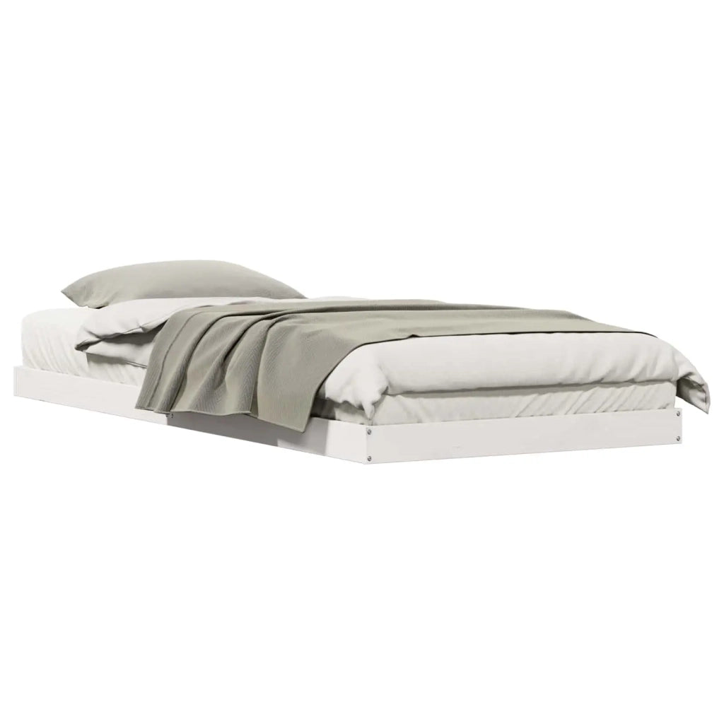 Struttura letto a terra Bianco 100 x 210 cm Pino massello 869737
