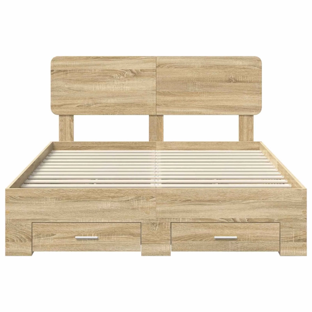 Struttura del letto con testiera Rovere Sonoma 140 x 190 cm 3412375