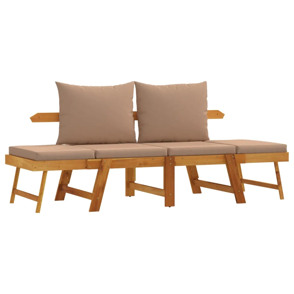 Panchina da Giardino | Panca da Giardino con Cuscini 2-in-1 in Legno di Acacia