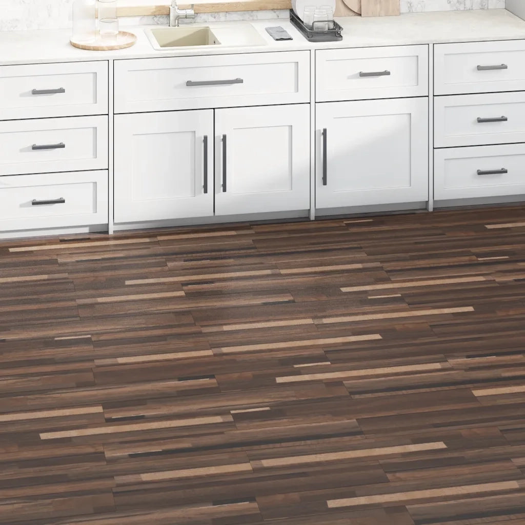 Listoni Pavimento PVC 5,02 m² 2mm Autoadesivi Marrone a Strisce 146603