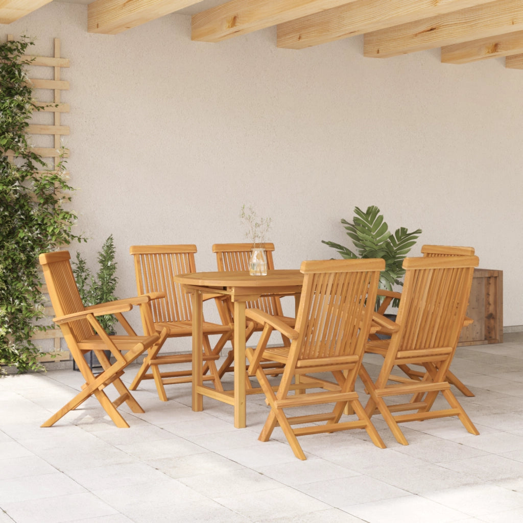 Set da Pranzo da Giardino 7 Pezzi in Legno Massello di Teak