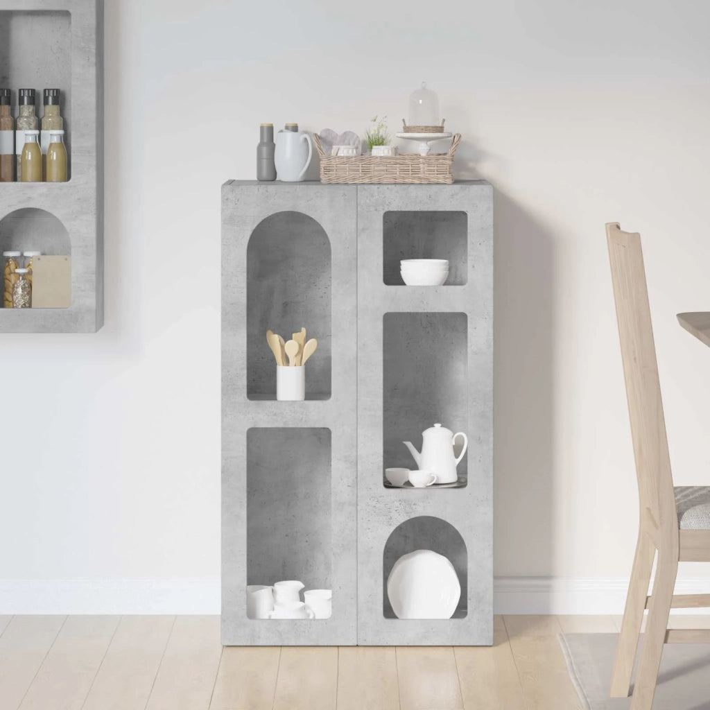 Credenza | Madia | Buffet da pranzo | Armadio da pranzo Grigio cemento 59 x 35 x 100,5 cm Legno multistrato