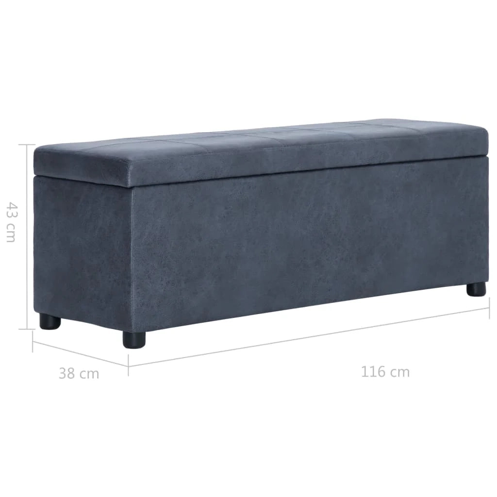 Panca con vano contenitore 116 cm similpelle scamosciata grigia 02_0010758