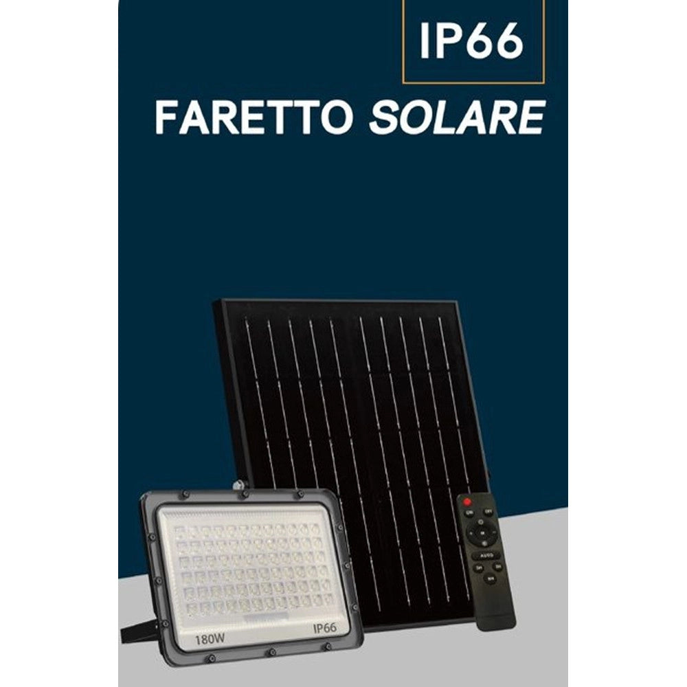 Trade Shop - Faro Led Da Esterno Con Pannello Solare 180w Ip66 Telecomando Luce Regolabile Sf319-180-3c -