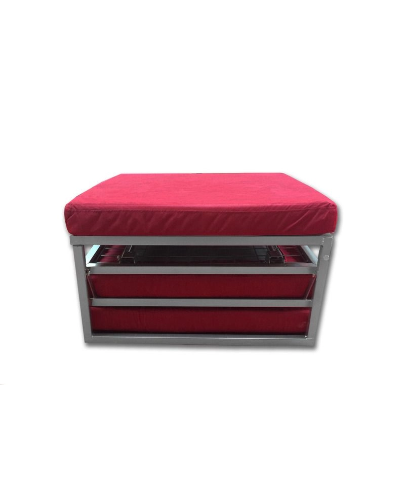 Pouf letto a scomparsa, letto richiubibile in microfibra rosso Sicorage Elly