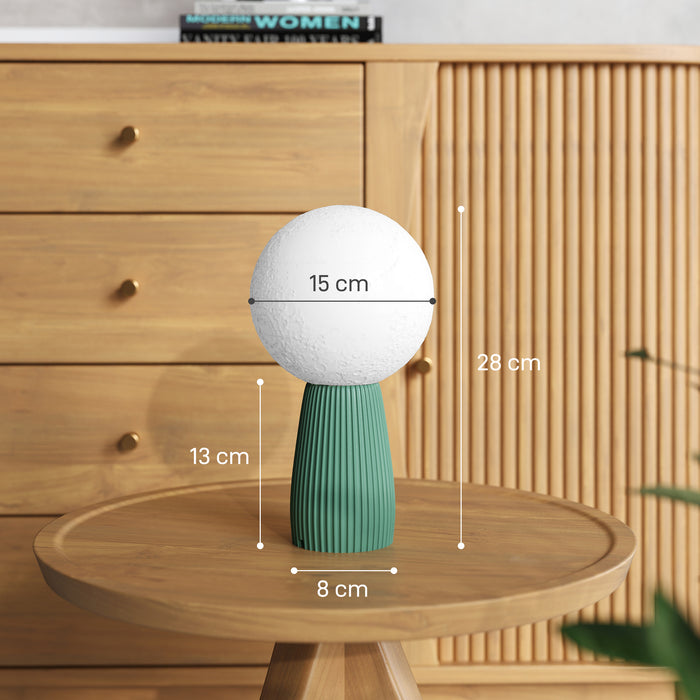 Lampada da Tavolo a Forma di Luna a 3 Tonalità Ø15x28 cm in ABS Bianco e Verde Scuro