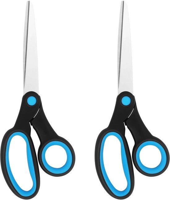 Impugnatura ergonomico per mano sinistra - 2 pezzi - 20 cm set di forbici in acciaio inossidabile - manico leggero - adatto per uso domestico/scuola