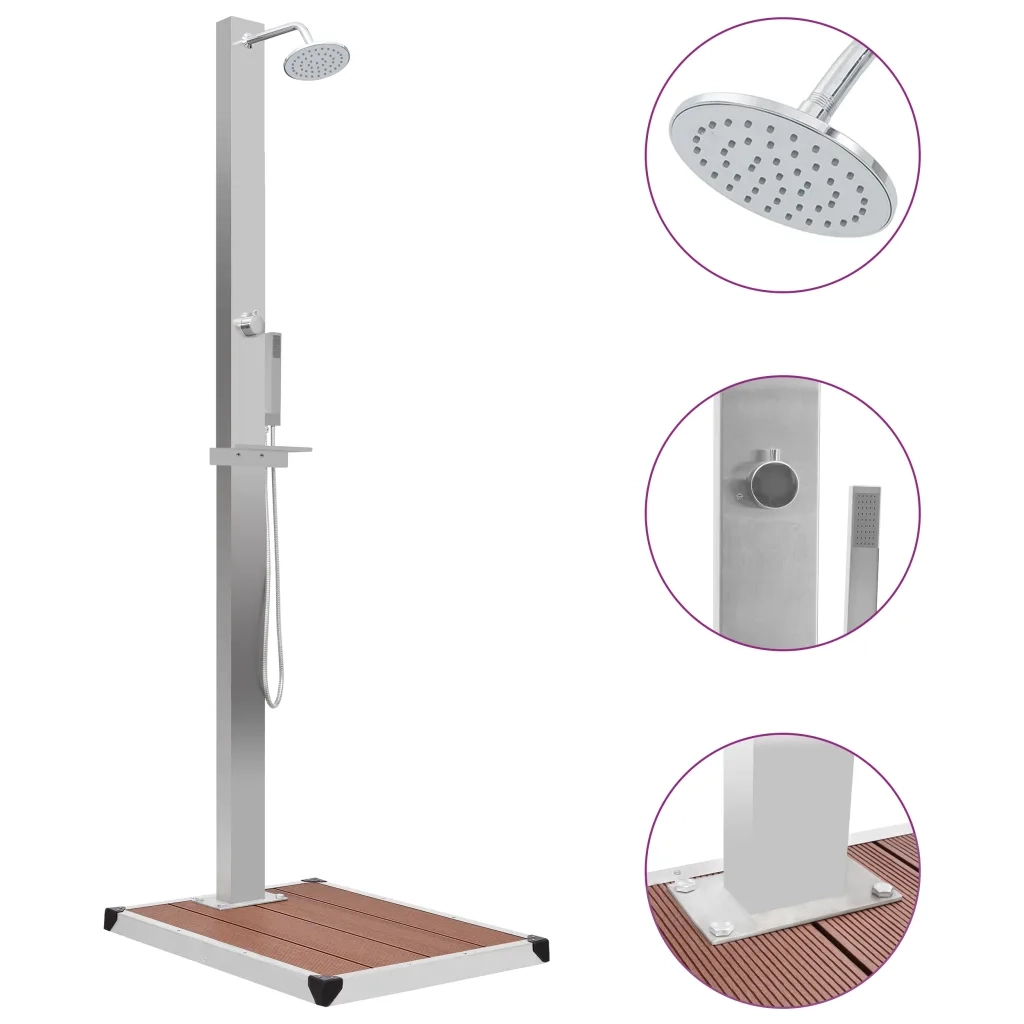 Doccia da Esterno con Piatto in WPC Acciaio Inossidabile cod mxl 53725