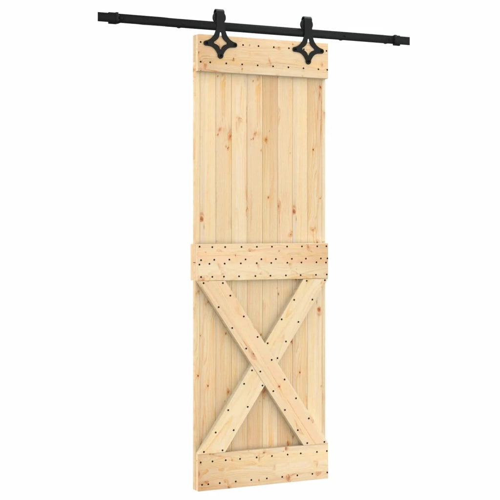 Porta scorrevole Naturale e Nero 70 x 210 cm 3445054