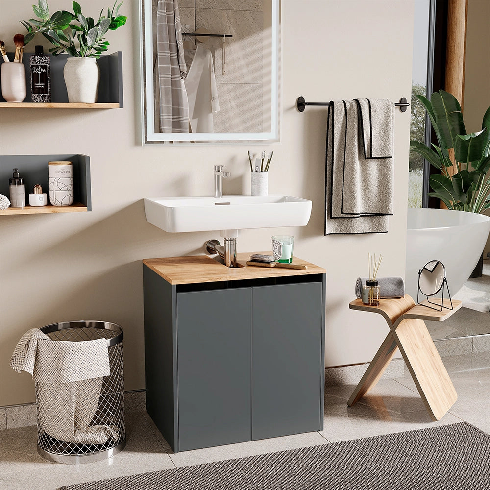 Vicco Mobile sottolavabo per bagno Antracite/quercia dorata 60.2 x 65 cm