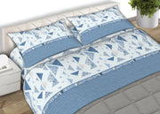 Completo Lenzuola Letto 100% Cotone Made Italy Disegno Mosaico CN - Singolo - Azzurro