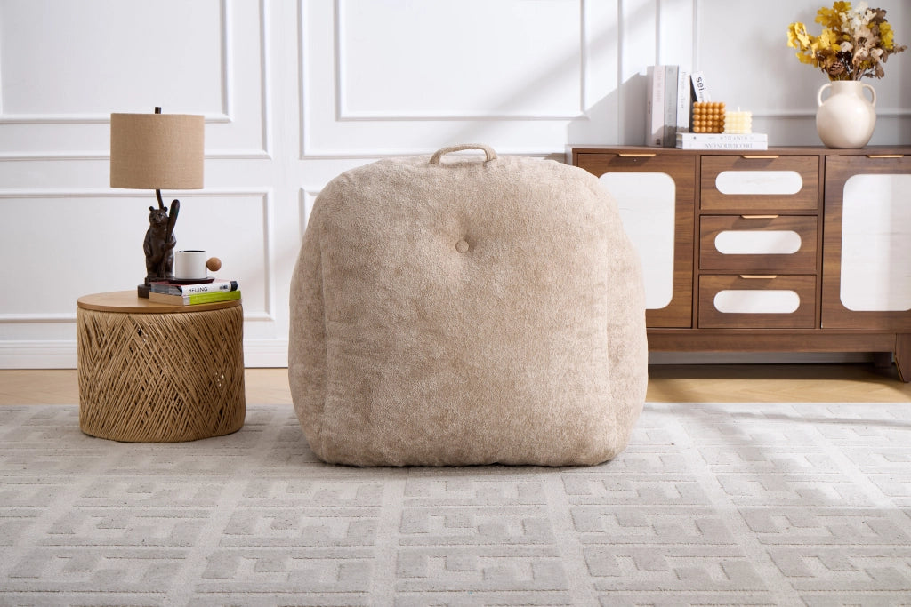 Poltrona Sacco Fagiolo in Pelliccia Sintetica con Braccioli ¨C Minimal ¨C Beige
