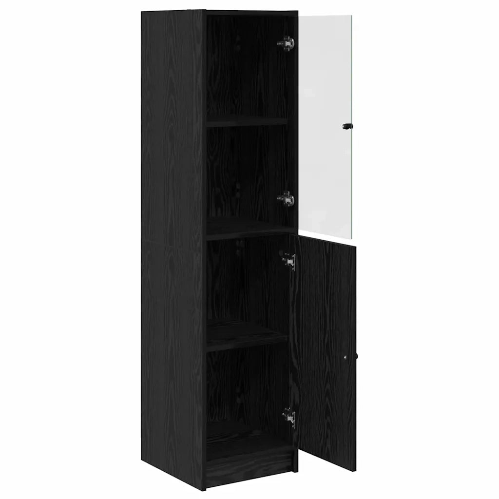 Credenza | Madia | Buffet da pranzo | Armadio da pranzo Rovere Nero 35 x 37 x 142 cm Legno multistrato