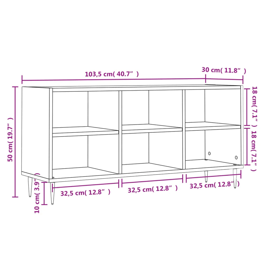 Mobile TV multimediale mensola TV credenza TV sala da pranzo soggiorno camera da letto rovere Sonoma 103,5 x 30 x 50 cm legno ingegnerizzato marrone 02_0027456