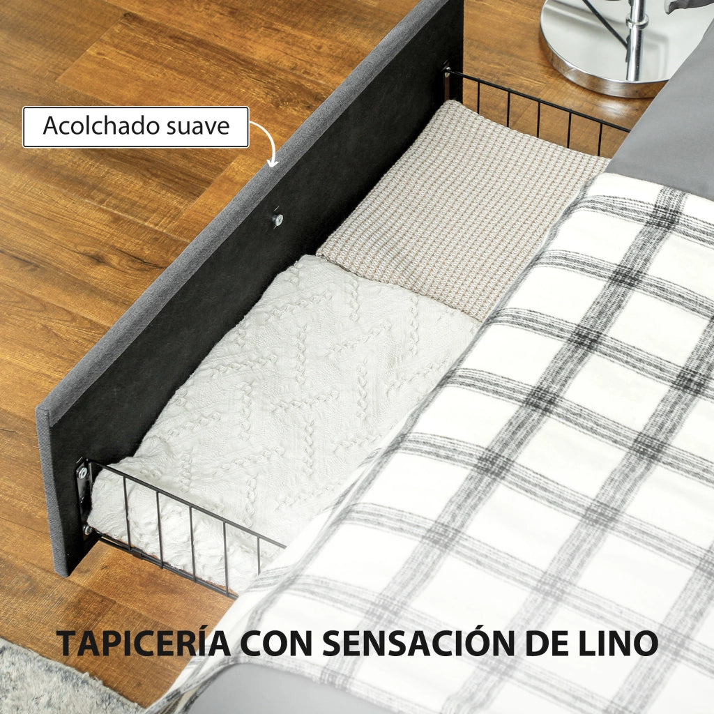 Letto Matrimoniale 140x190 cm con Cassetti e Struttura in Metallo ¨C Zephmum ¨C Grigio