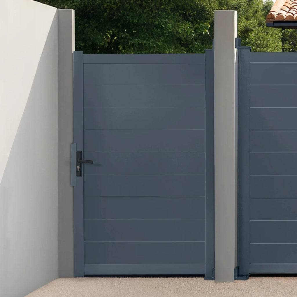 IDMarket - Porta a battente 100 x 160 cm in alluminio grigio antracite