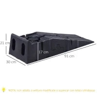 DURHAND Set 2 Rampe per Auto in Plastica con Carico Massimo 5 Tonnellate, 91x30x21 cm, Nero