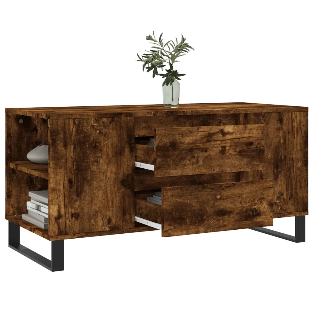 Tavolino da Salotto Rovere Fumo 102x44,5x50cm Legno Multistrato 831009