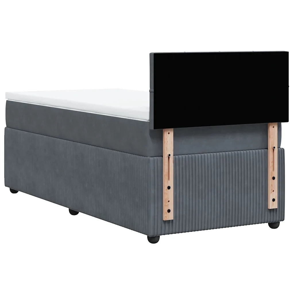 Giroletto a Molle con Materasso Grigio Scuro 90x200 cm Velluto