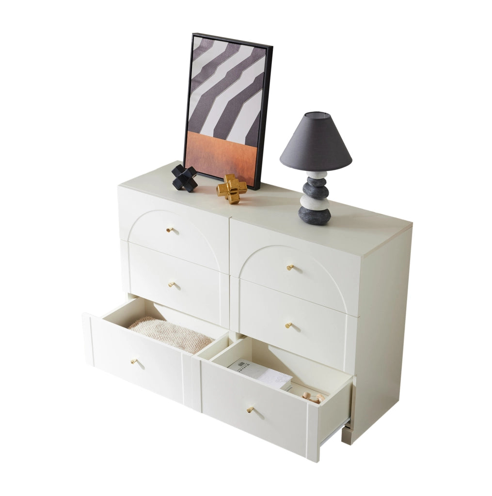 Cassettiera bianca con 6 cassetti 120x40x82 cm