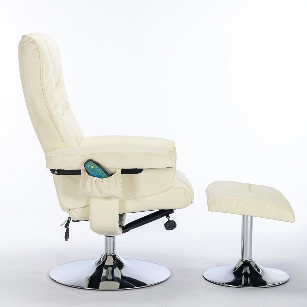 Poltrona massage - Xylo - PU con ottomana e 5 punti massaggio beige